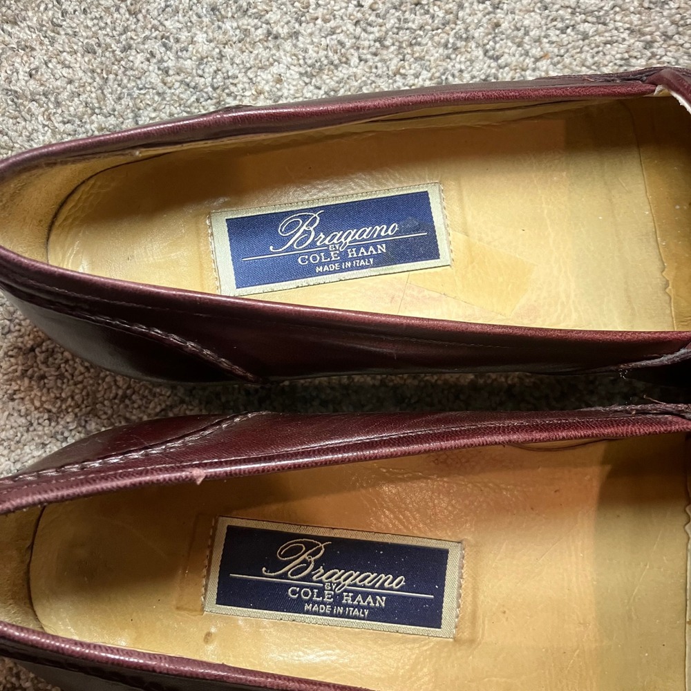 Bragano Cole Haan Womens 9M Burgundy Leather Penny Loafers Made in Italy Classic - Picture 5 of 10